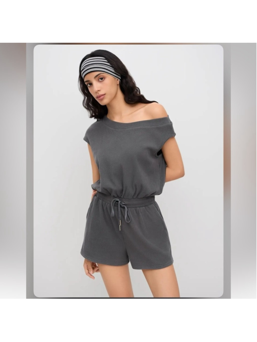 Cider ASYMMETRICAL NECK DRAWSTRING ROMPER M RP-11